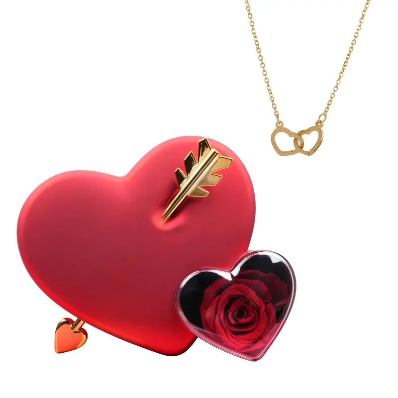 Cofre Amor Rosa Eterna con Collar Grabado
