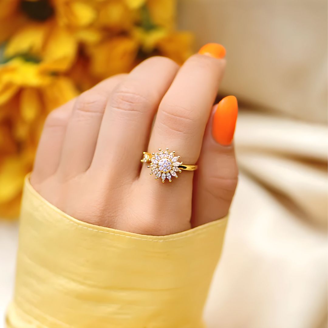 Sparkling Sunflower Ring – Love and Friendship