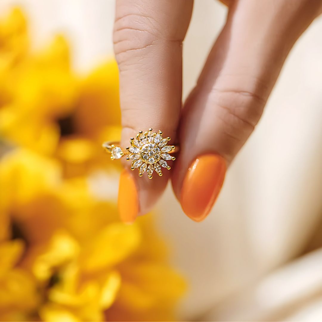 Sparkling Sunflower Ring – Love and Friendship