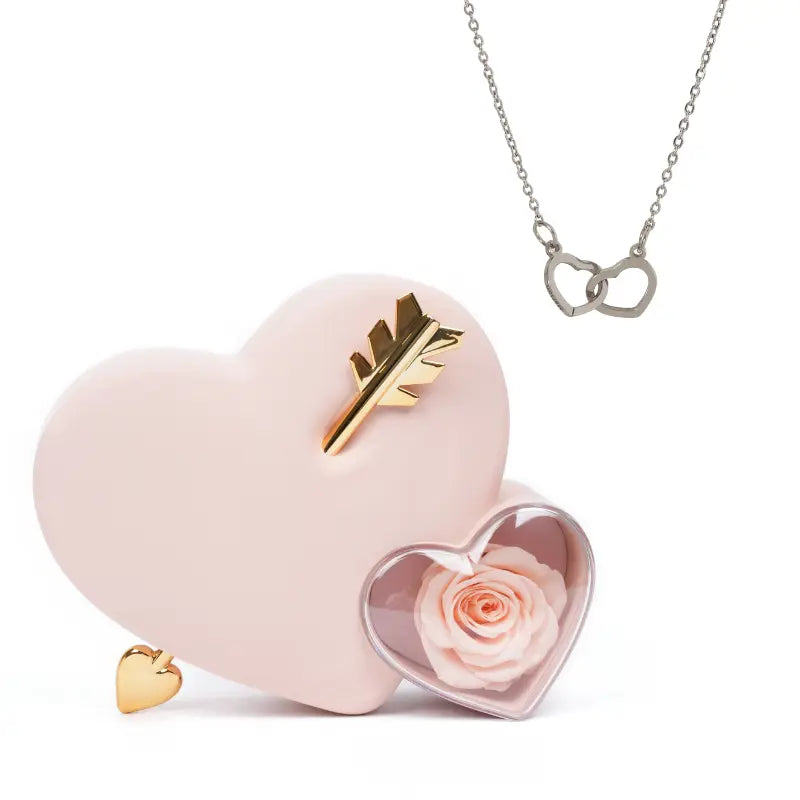 Cofre Amor Rosa Eterna con Collar Grabado