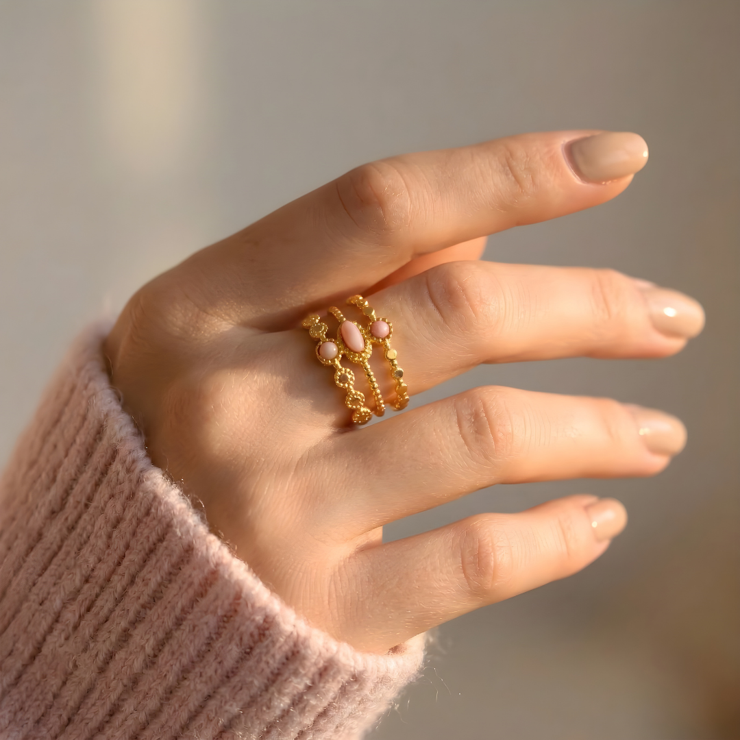 Pink Opal Amulet Ring