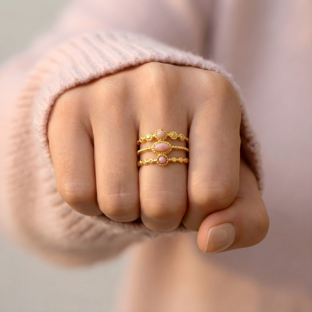 Pink Opal Amulet Ring