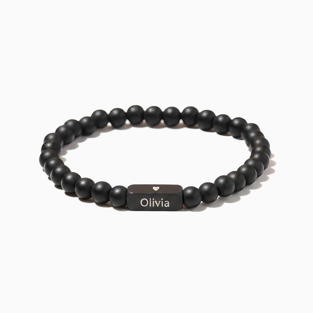 Pulsera Ónix Personalizable – Para Papá - Pulseras de Plata | Valentina Jewels