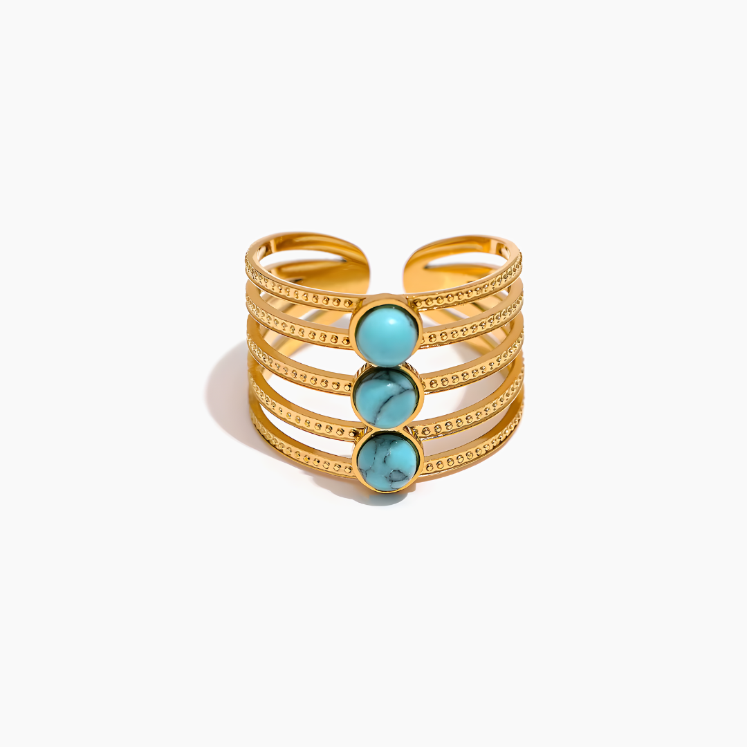 Anillo Talismán Turquesa - Anillos de Oro | Valentina Jewels