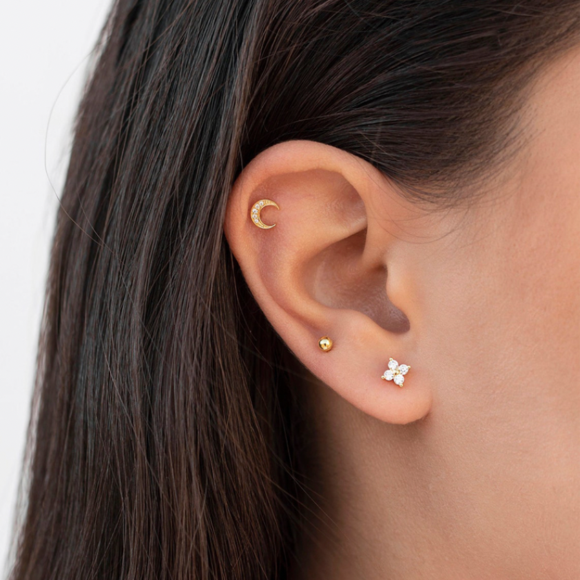 Gold Moon Earrings Set