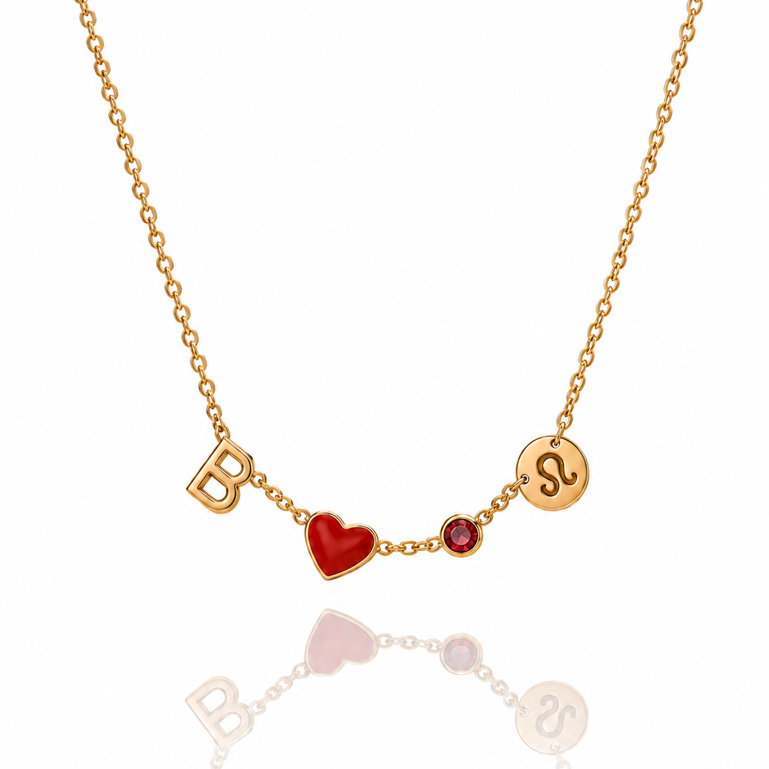 Collar con Inicial y Dije de Corazón