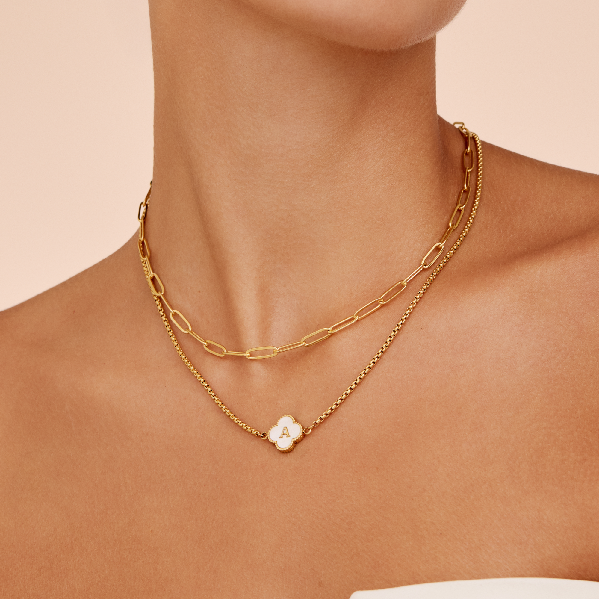 Pearl Clover Initial Necklace