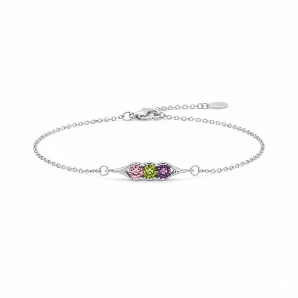 Pulsera Uña y Carne con Piedras de Nacimiento - Valentina Jewels - Plata