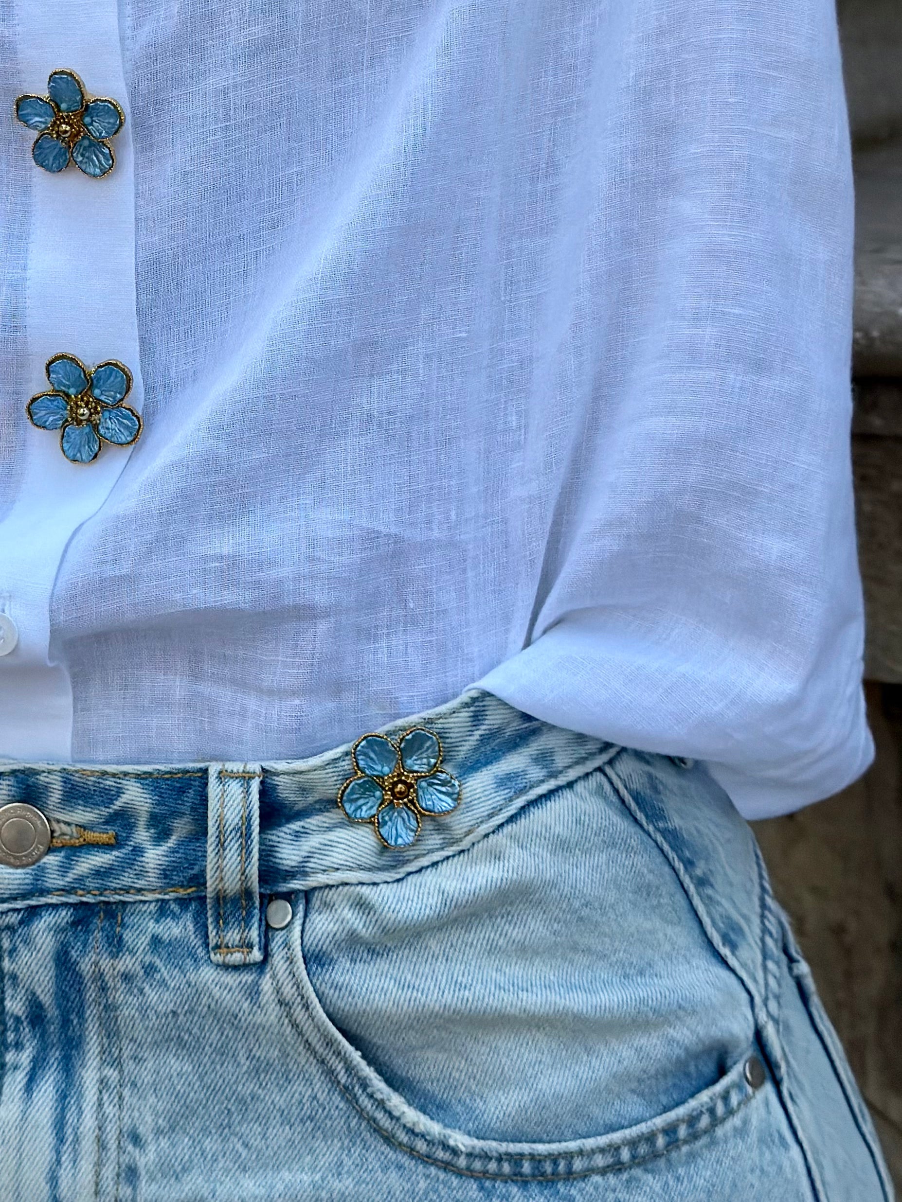Julie Flor Azul - Jeans Pin
