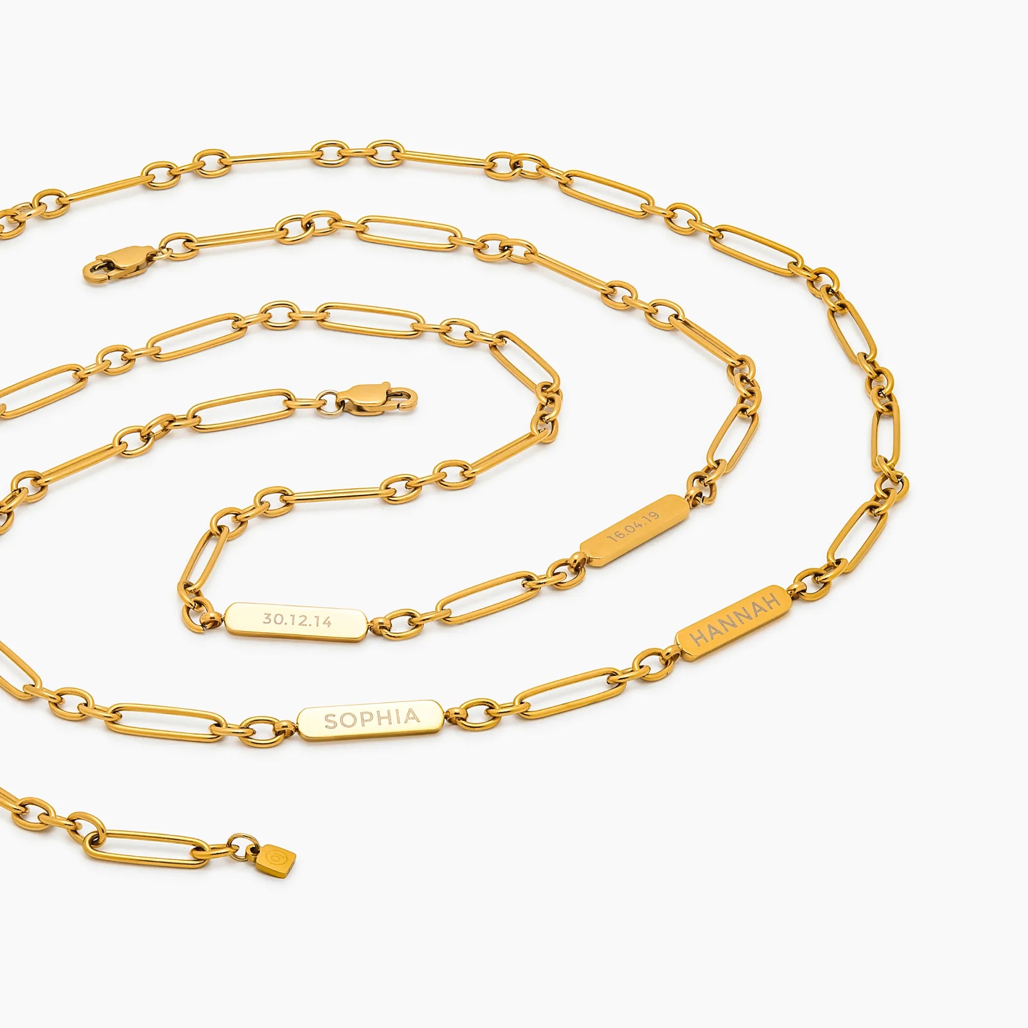 Engraved Name-Date Paperclip Necklace