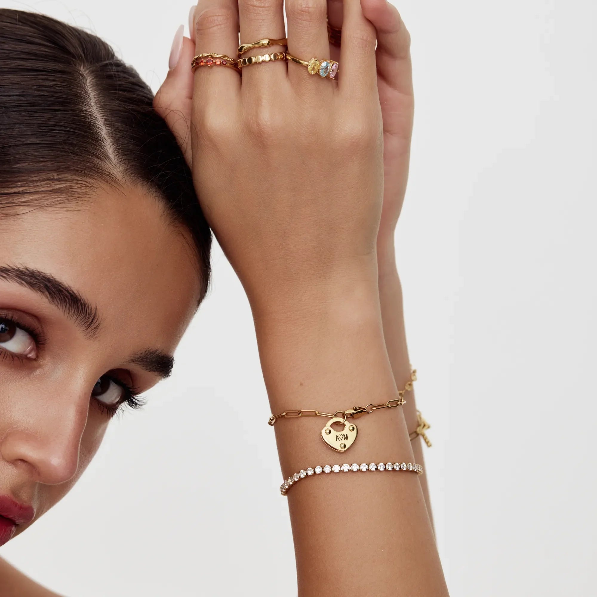 Heart Lock Initial Bracelet