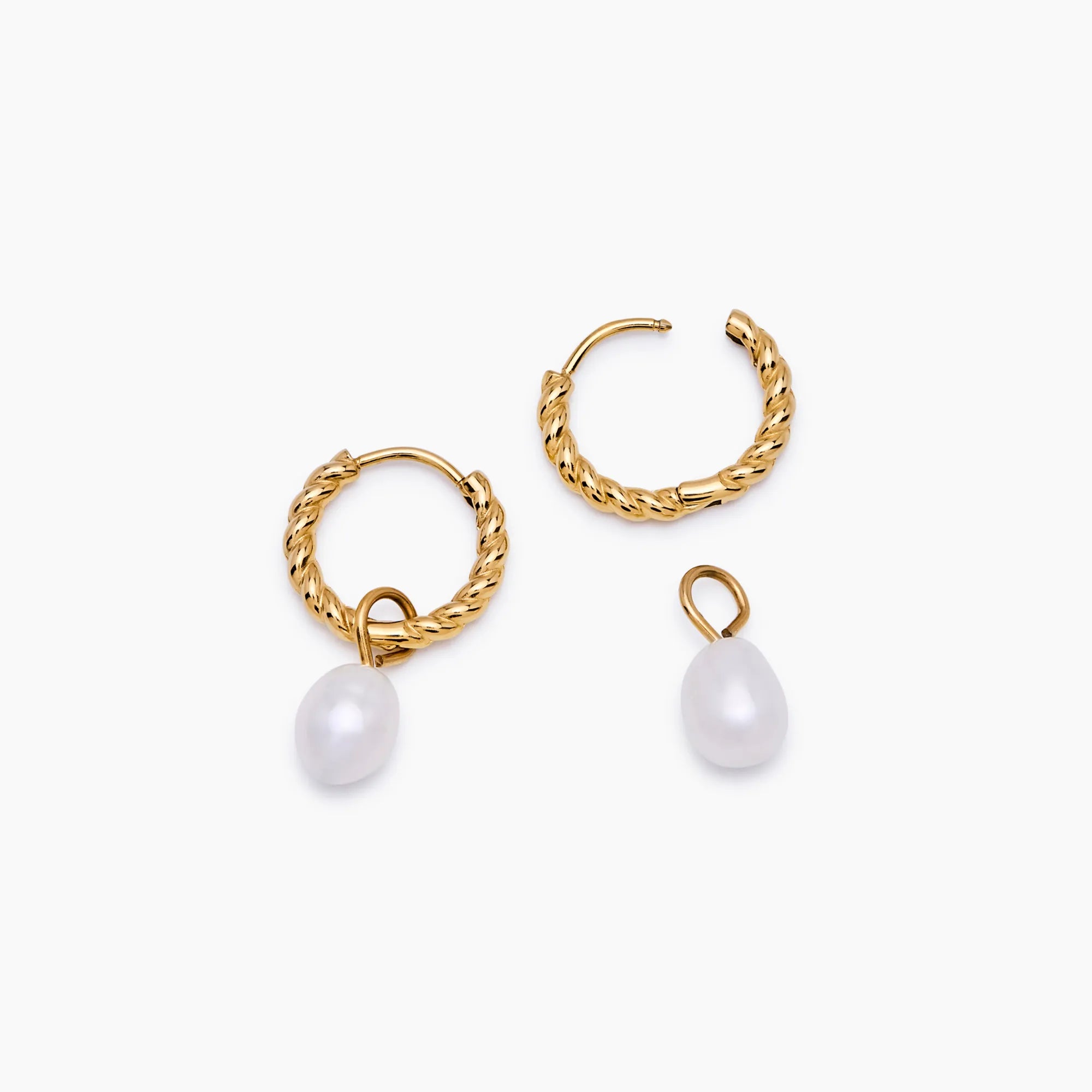 Mini Twisted Pearl Hoops