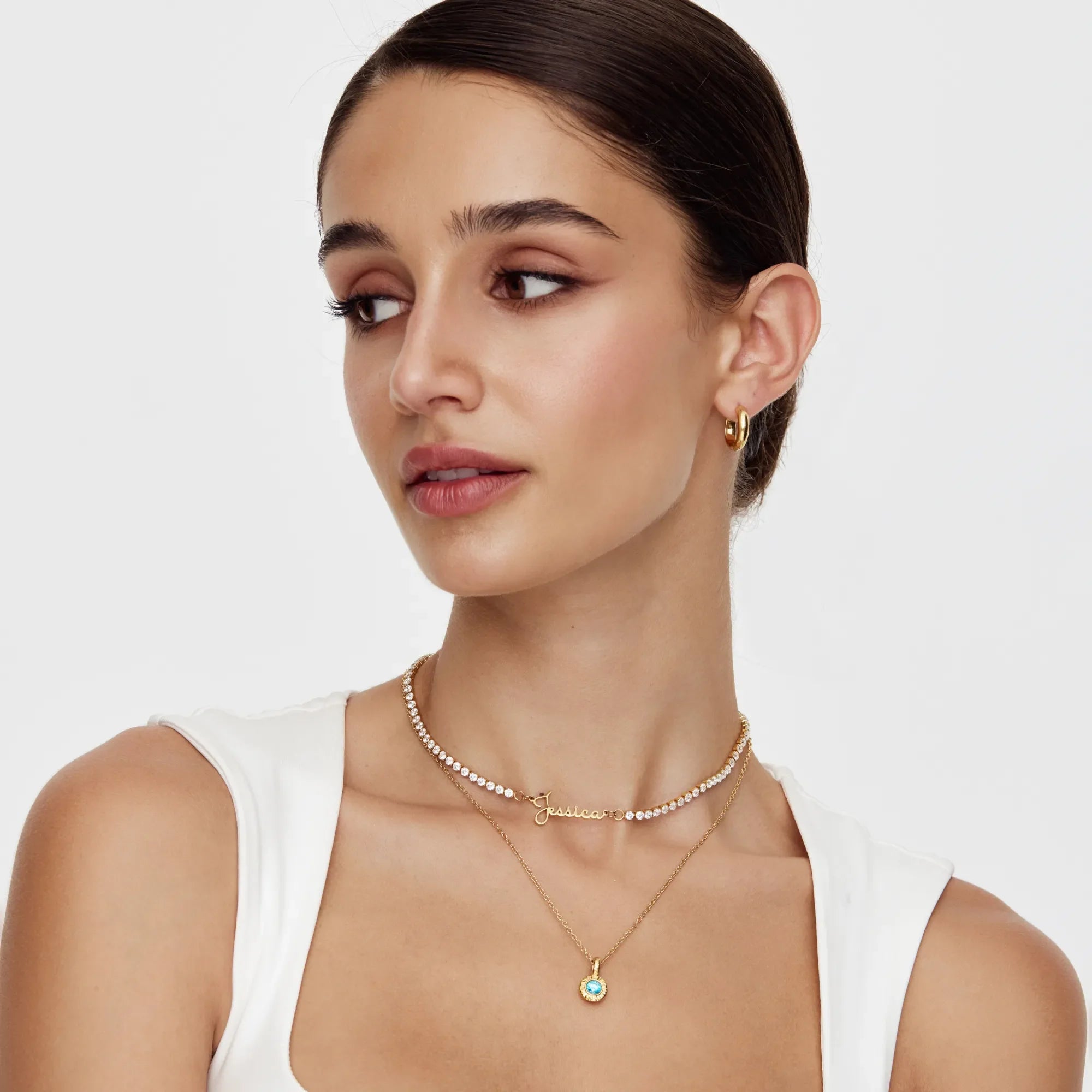 Crushed Birthstone Pendant Necklace