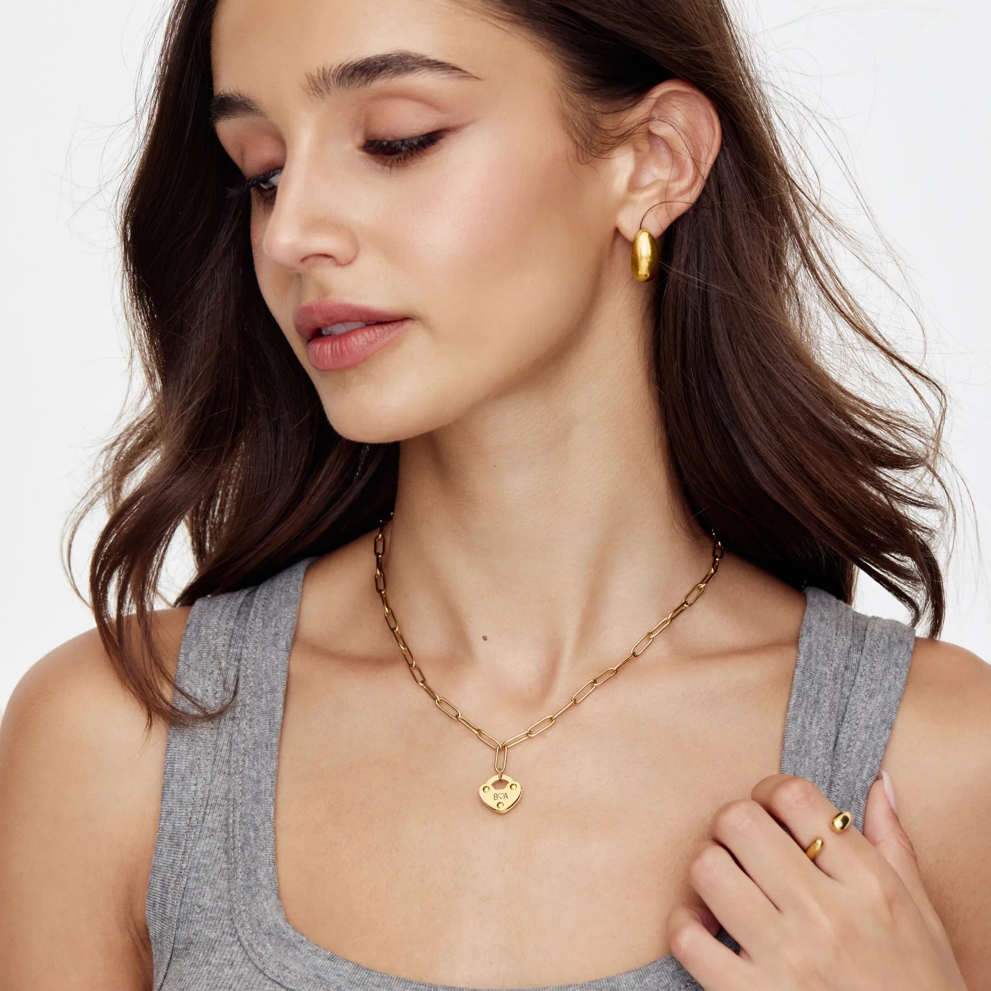 Heart Lock Initial Necklace