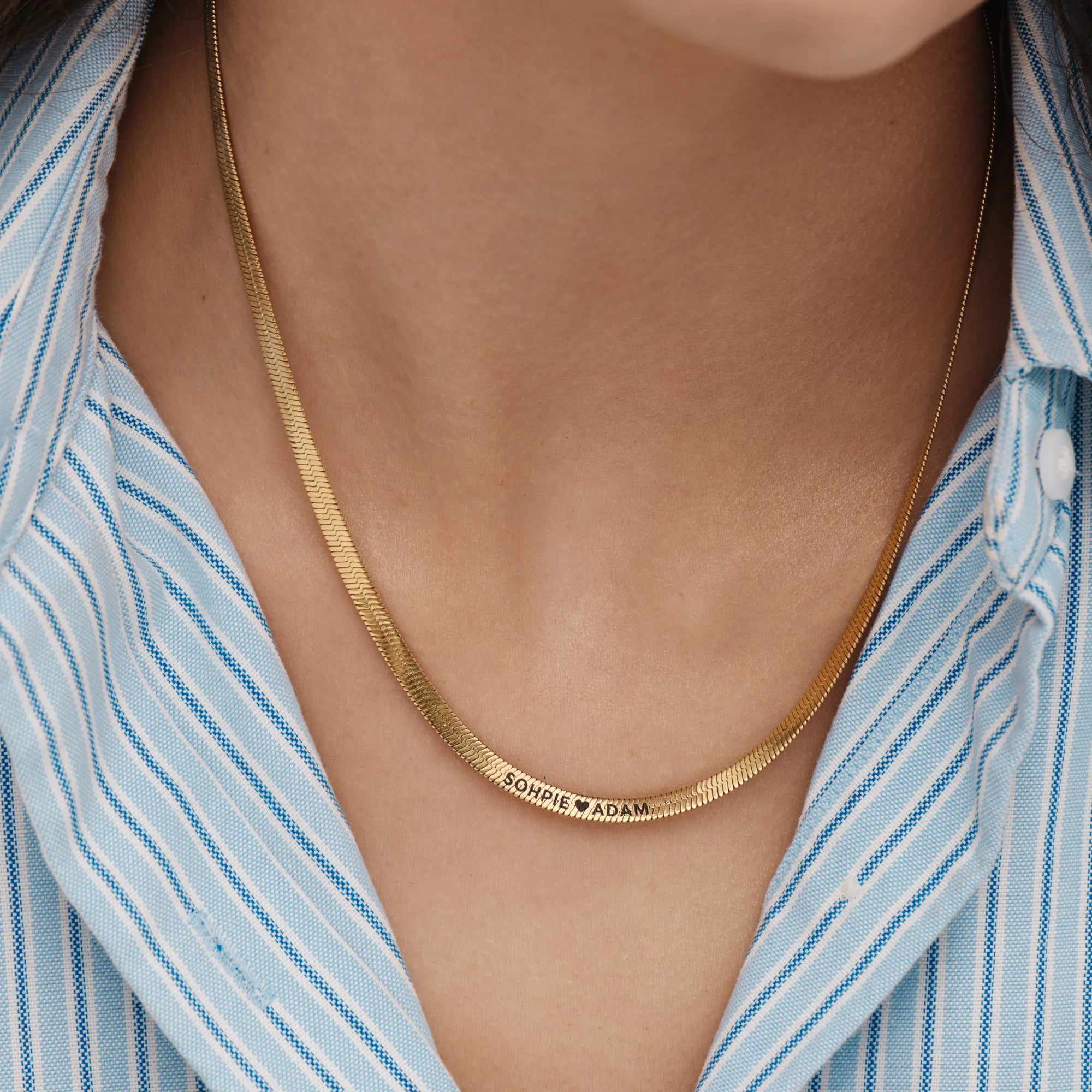 Engraved Herringbone Necklace