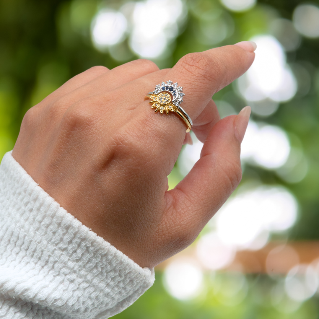 Set of two Celestial Rings – Sun & Moon