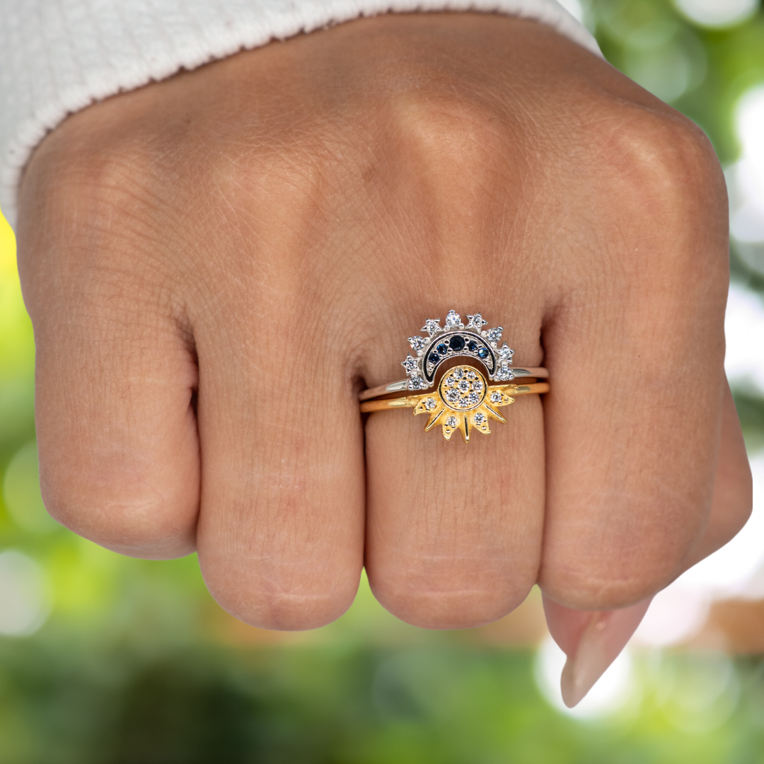 Set of two Celestial Rings – Sun & Moon