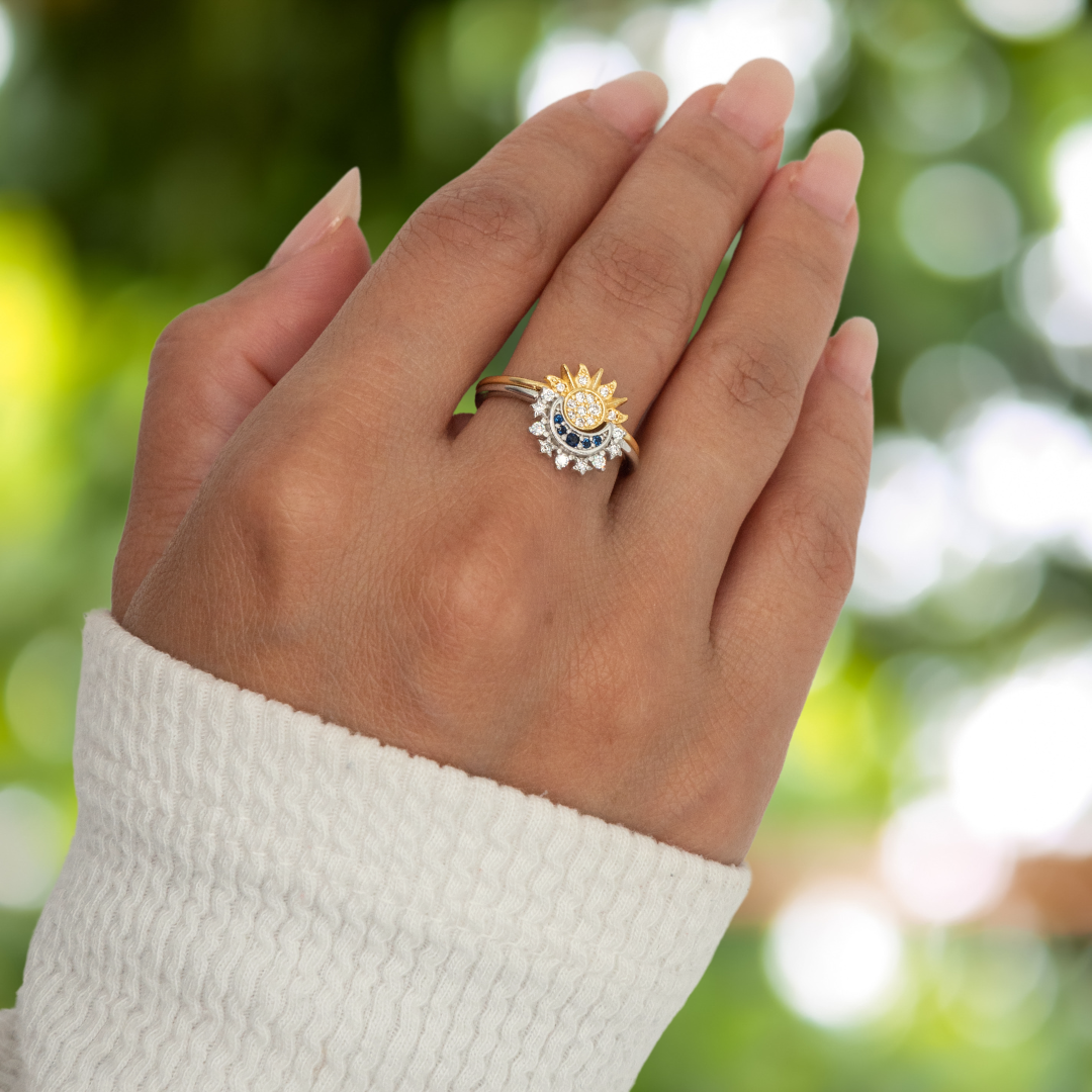 Set of two Celestial Rings – Sun & Moon