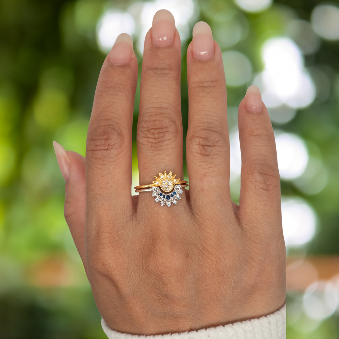 Set of two Celestial Rings – Sun & Moon