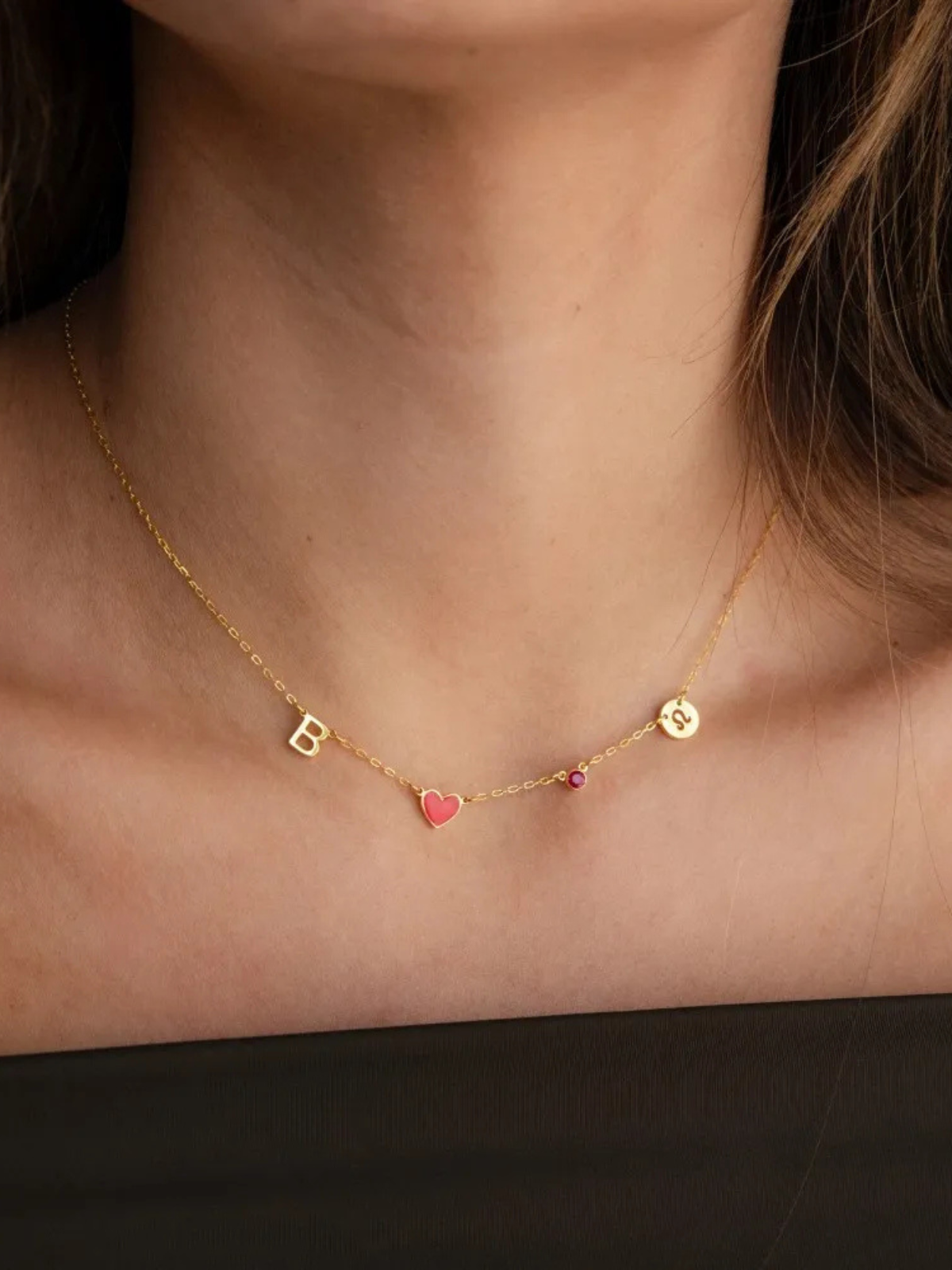 Collar con Inicial y Dije de Corazón