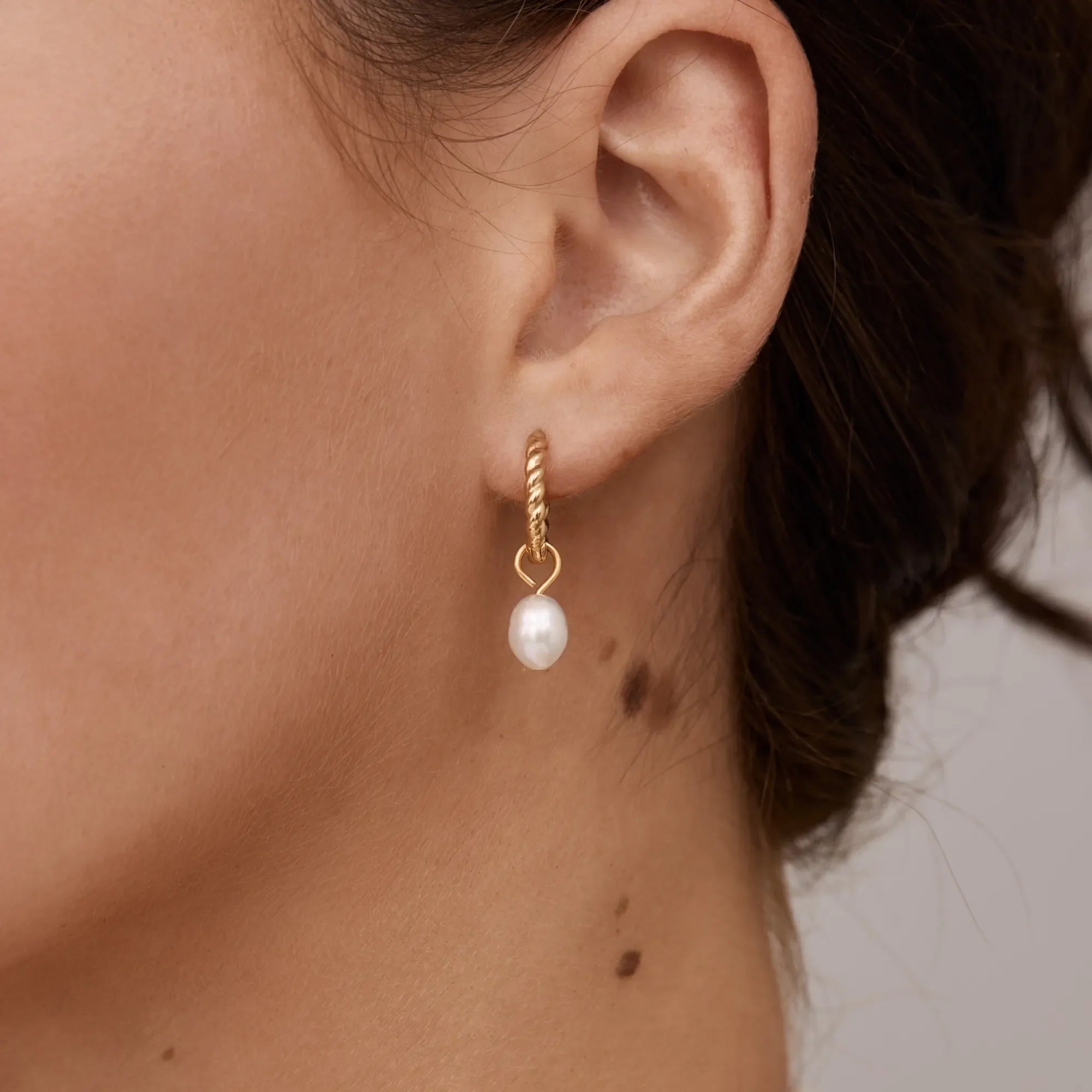 Mini Twisted Pearl Hoops