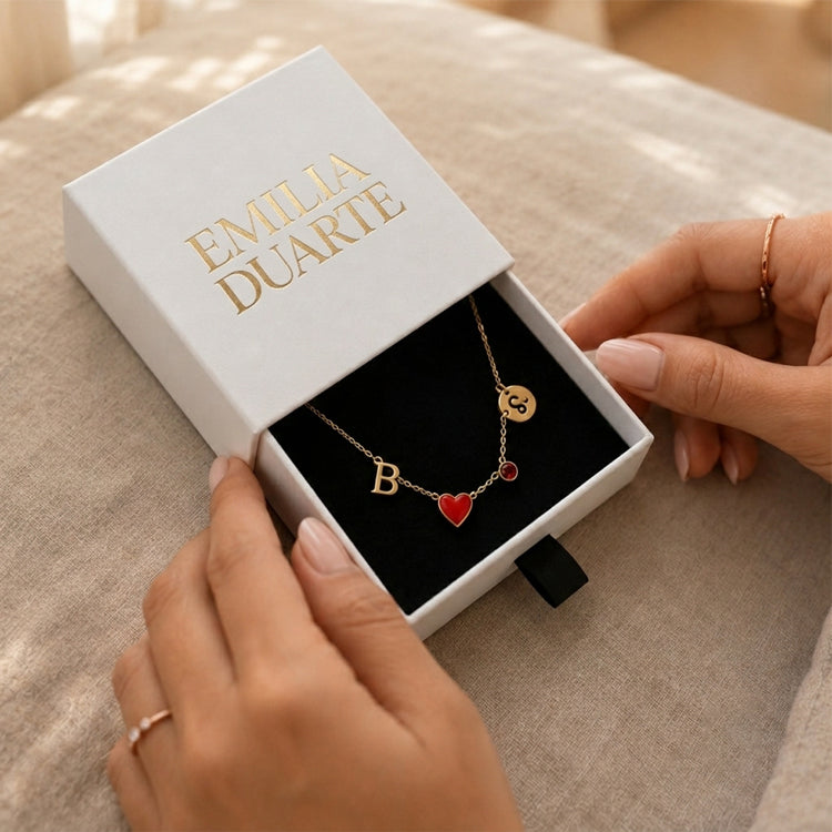 Pulsera Corazón con Iniciales Personalizadas - Valentina Jewels - Plata, 4 amuletos
