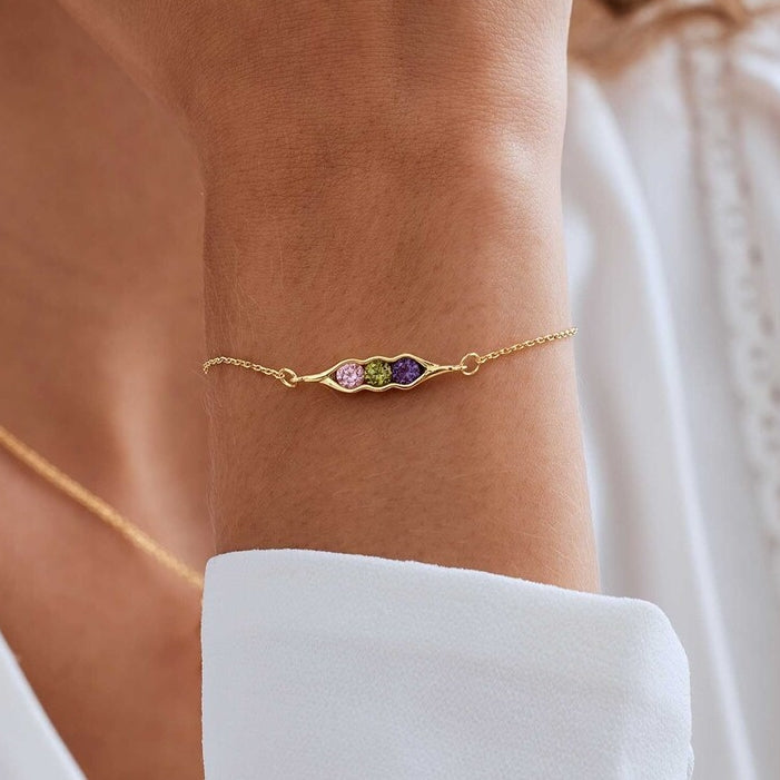 Pulsera Uña y Carne con Piedras de Nacimiento - Valentina Jewels - Oro