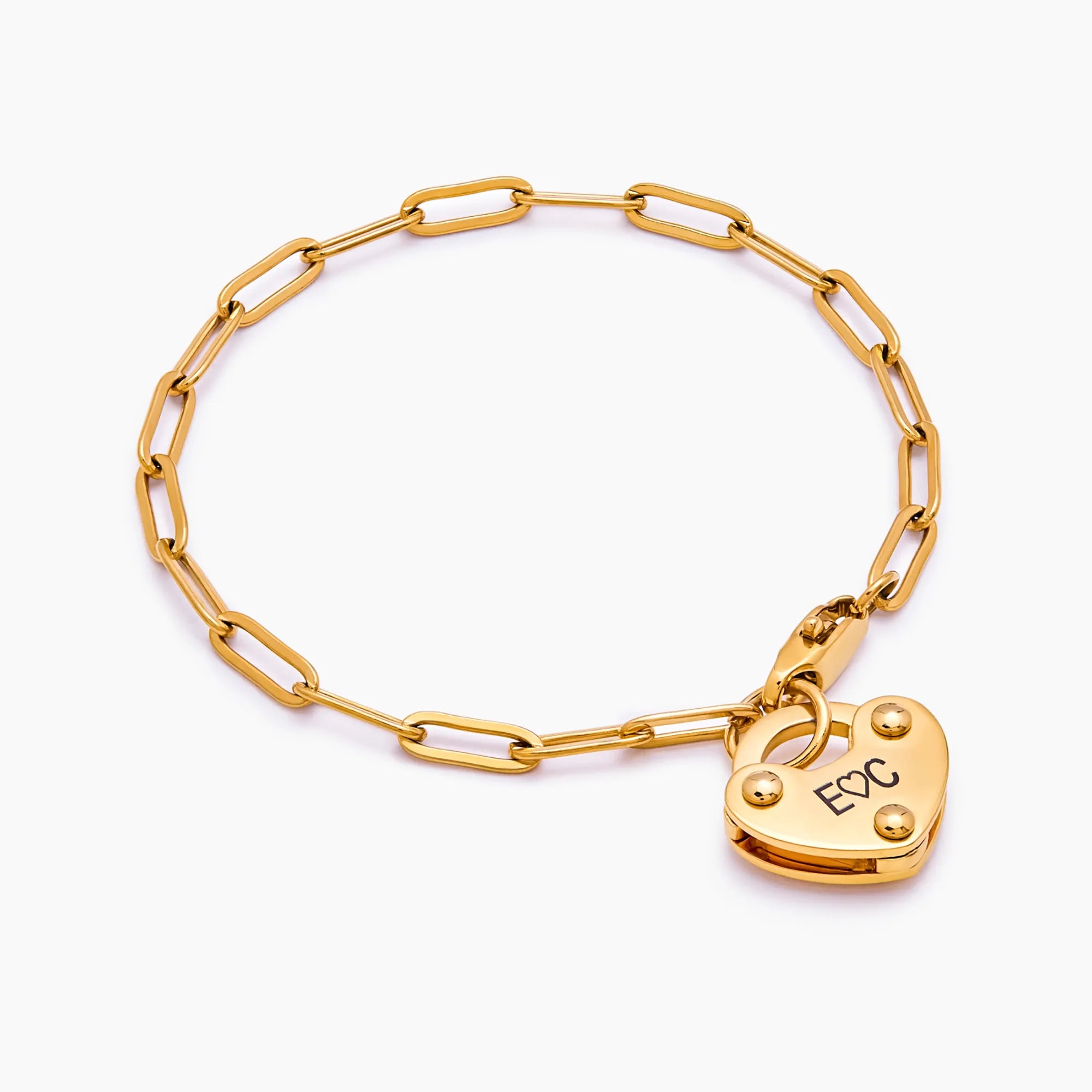 Heart Lock Initial Bracelet