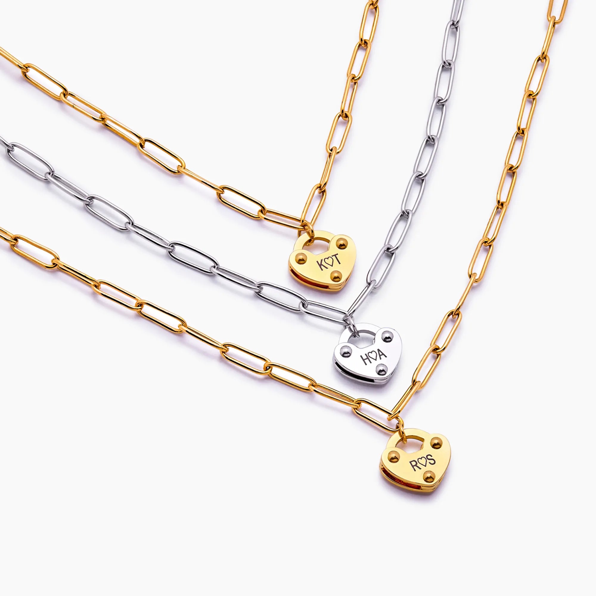 Heart Lock Initial Necklace