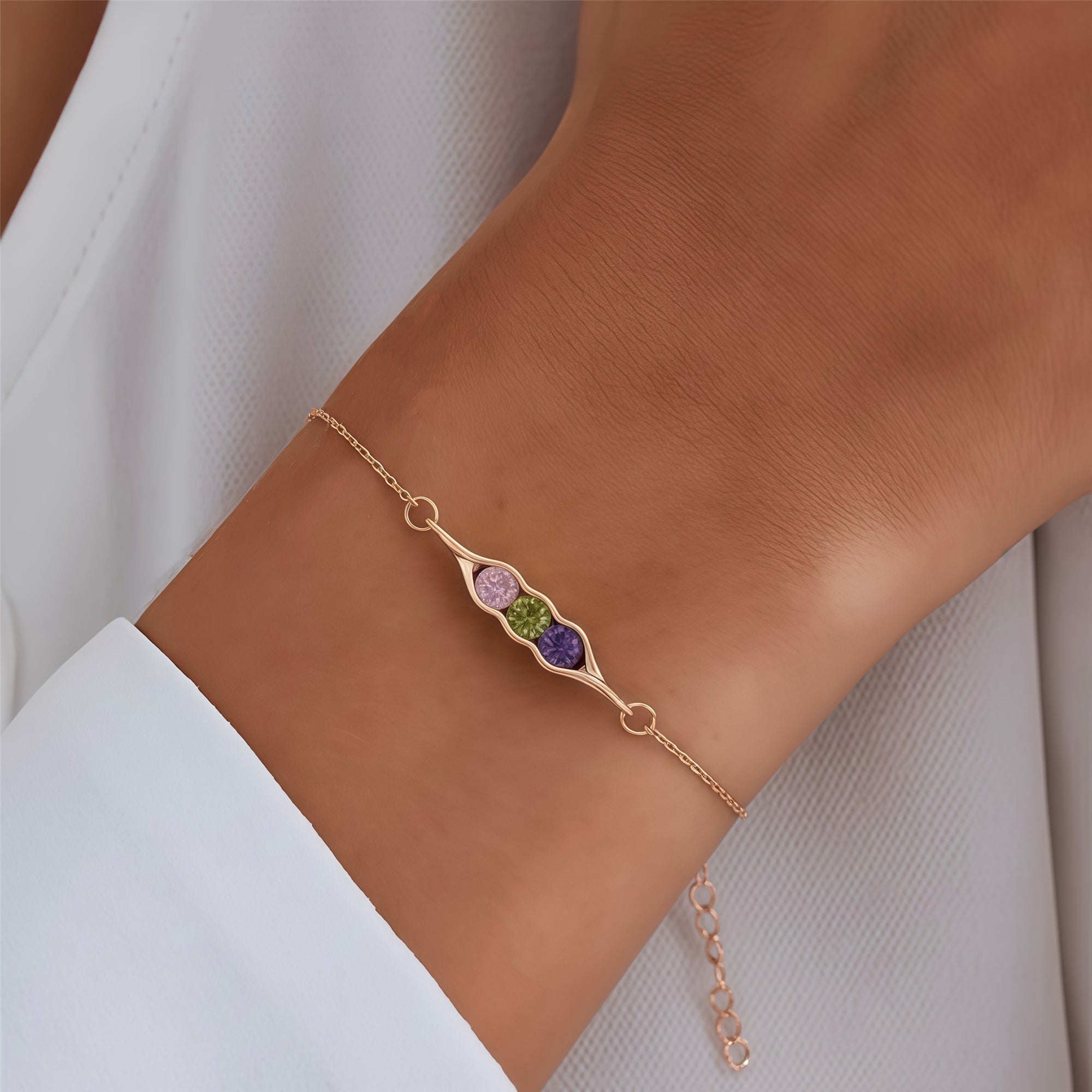 Pulsera Uña y Carne con Piedras de Nacimiento - Valentina Jewels - vista adicional 2